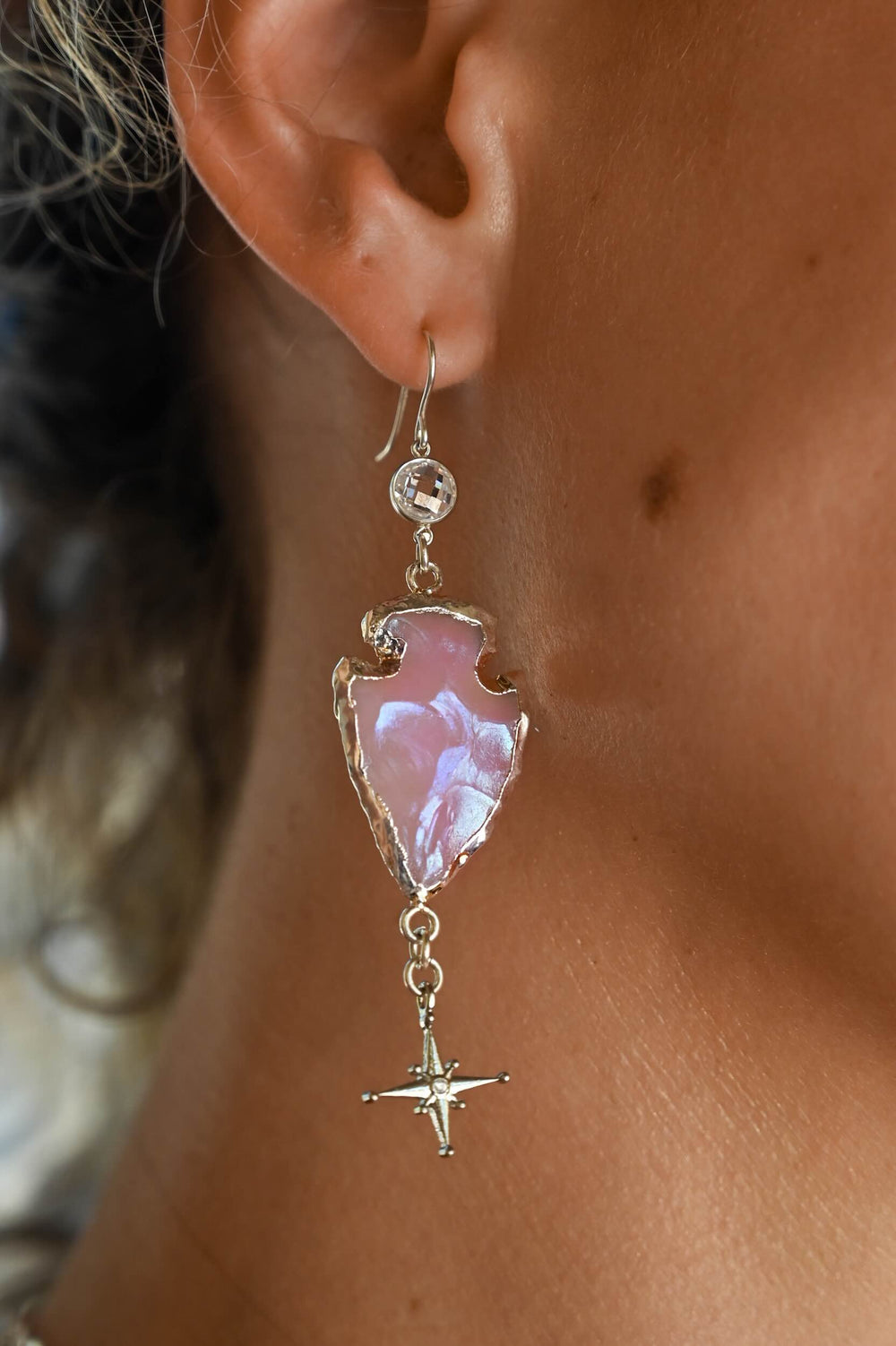 Wild Spirit Pink Aura Rose Quartz Earrings